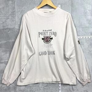 Vintage Point Zero 1955 Sweatshirt Made in Korea Size M Cream ‘Good Look’ Y2K
